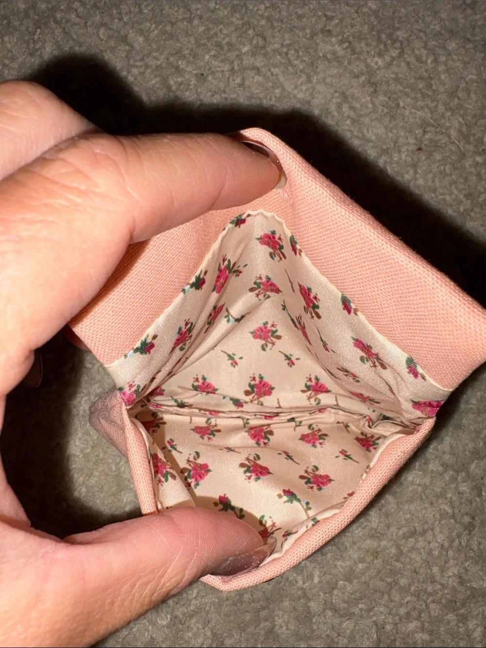 Pink Floral Trim Pocket Comb with Fabric Pouch